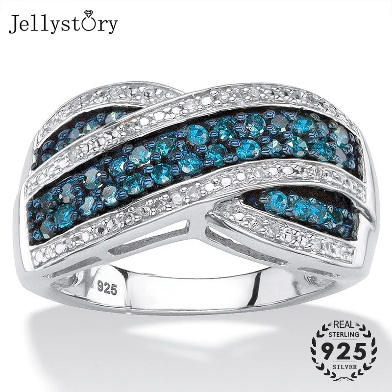 Модное серебряное кольцо Jellystory 925 с сапфиром zirocn драгоценными камнями в форме