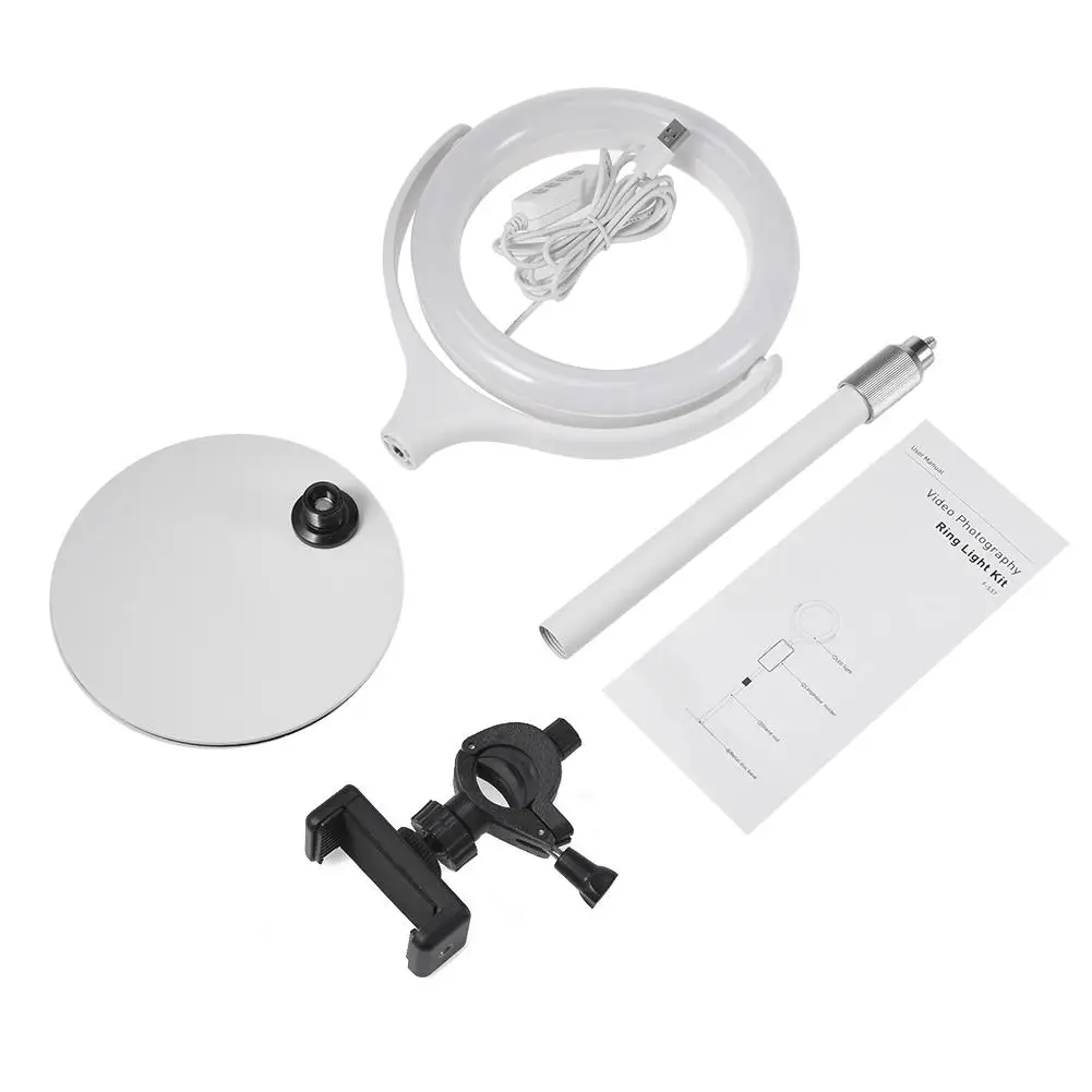 

LED Ring Light 8" With 40CM Light Base & Phone Holder For Dimmable Makeup Selfie Ring Light Live Streaming Portrait Table Lamp