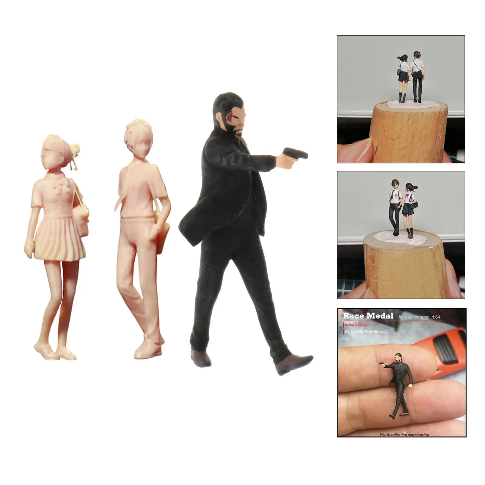 

3pcs 1/64 Boy and Girl Figure People Scenery Scenario Diorama Toys