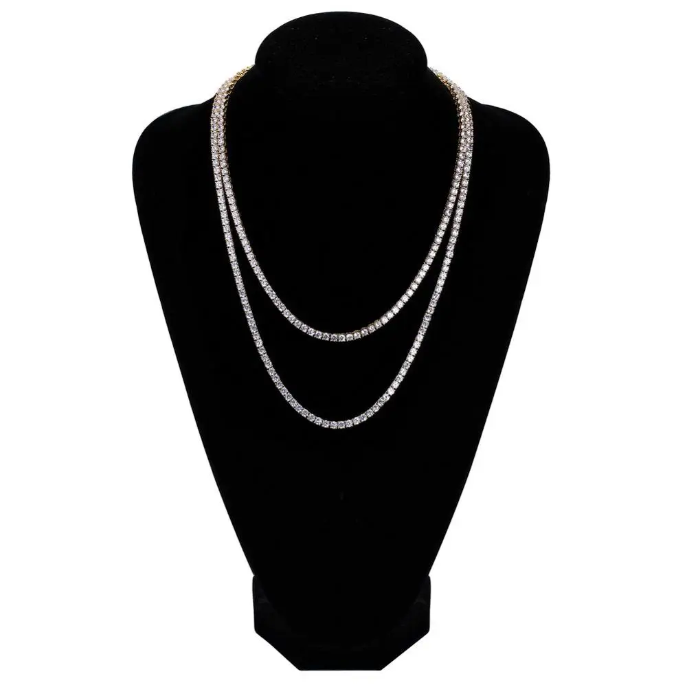 

GUCY 2.5-10mm All Size Iced Out Cubic Zircon 1 Row Tennis Chain Necklaces Hip Hop Jewelry Gold Silver Color Men CZ Necklace