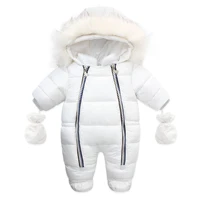 30%c2%b0winter childrens jumpsuit thick hooded fur collar baby girls romper boys warm outfit jumpsuit overalls snowsuit tz810