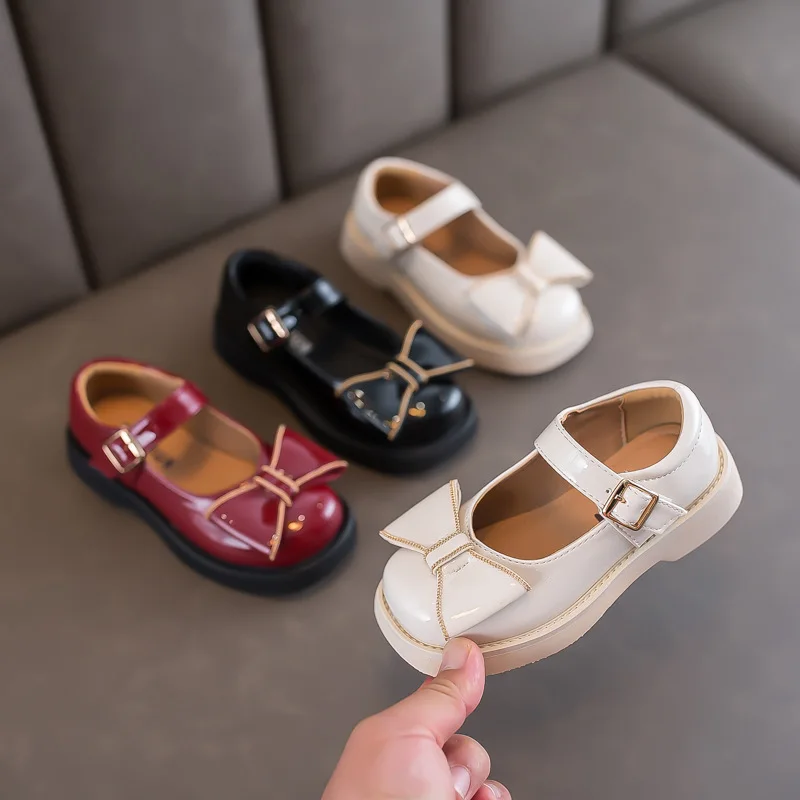 

Осенняя повседневная кожаная обувь для девочек, кожаная обувь принцессы с бантом, Студенческая обувь, детская обувь