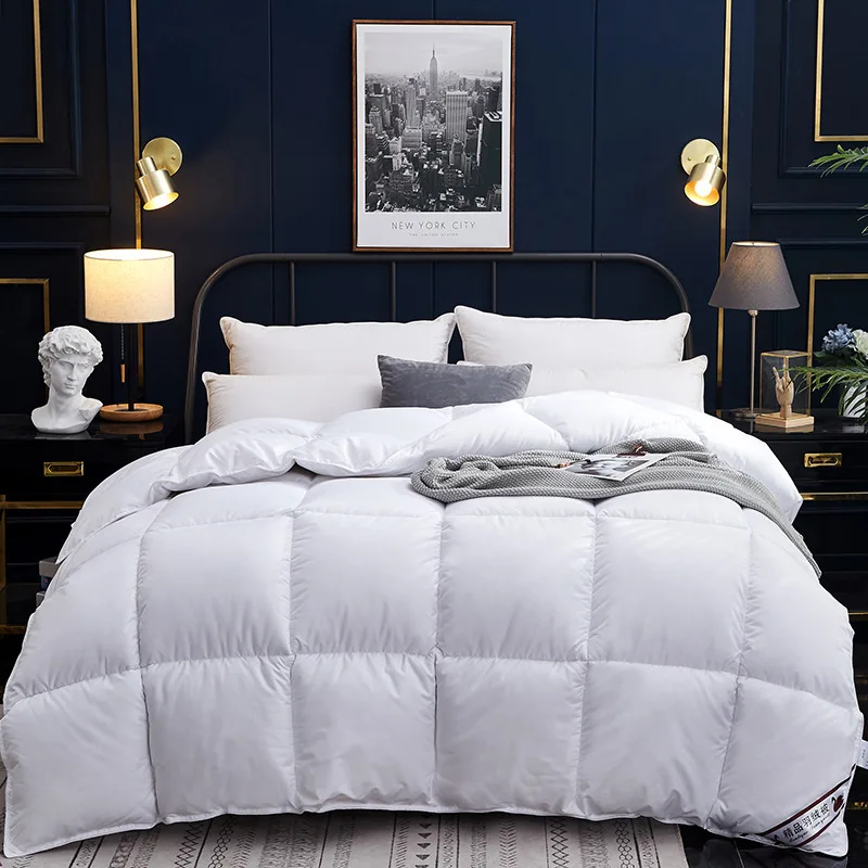 

Comforter Winter Quilted Quilts Blanket 95% White Goose Down Duvet Quilt 100%Cotton Cover King Queen Size Twin Weighted Blanket