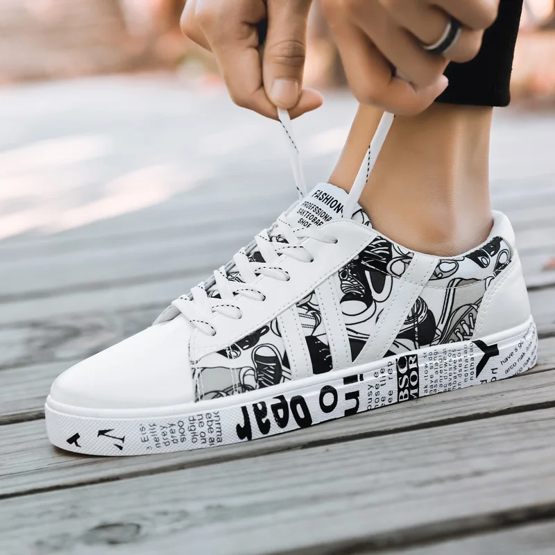 Мужская повседневная парусиновая обувь Модные летние кроссовки с принтом