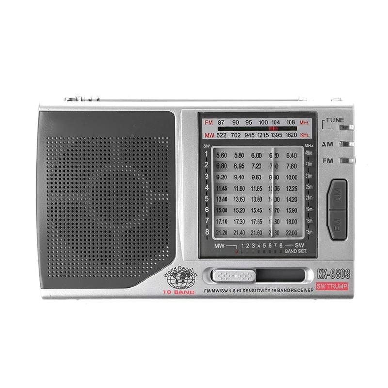 KK 9803 FM/MW/SW1 8 полный 10 полосный Hi чувствительность радиоприемник с откидной чехол