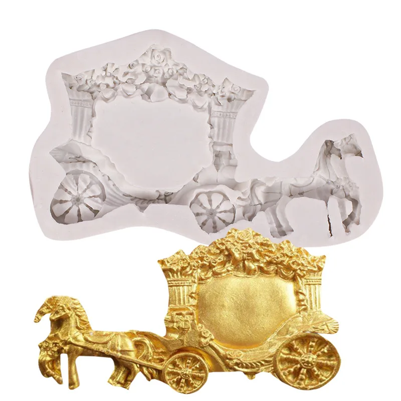 

Retro Carriage Shape Silicone Mold Kitchen Baking Resin Tools Dessert Cake Lace Decoration Chocolate Pastry Fondant Mold AD1069