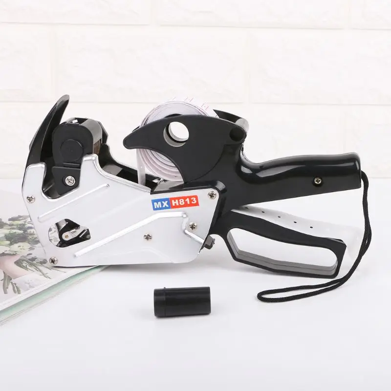 

MX-H813 A-line 8 Digits Price Tag Labeler Labeller Label Paper For Retail Store Pricing Tag Display Tool + Ink Roller