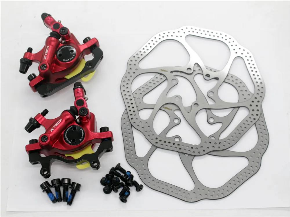 HB100 Red HS1 set Zoom HB-100 MTB велосипедный тормоз HB100 велосипедные тормоза суппорт w роторы запчасти для велосипеда гидравлический поршень двухсторонний диск Диаметр 160 мм - Цвет: HB100 Red HS1 set