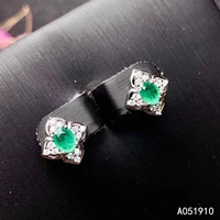 kjjeaxcmy boutique jewelry 925 sterling silver inlaid natural emerald womens earrings support detection fashion