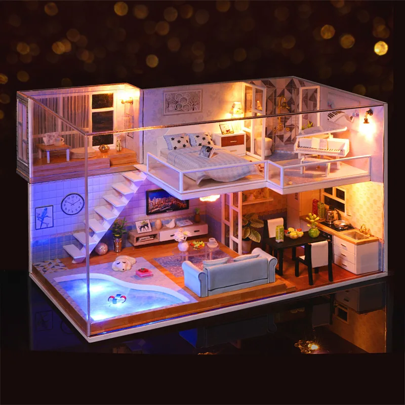 Кукольный домик сделай сам деревянный миниатюрный дом для кукол с комплектом