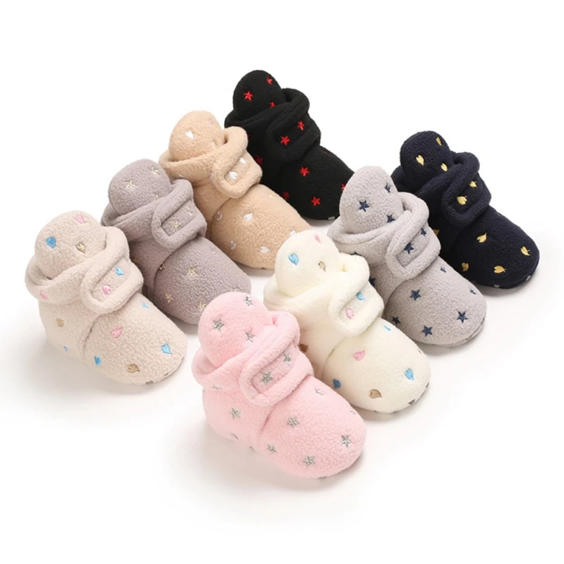 

Newborn Baby Socks Shoes Boy Girl Toddler First Walkers Booties Cotton Comfort Soft Anti-slip Warm Infant Crib Shoes 0-18M