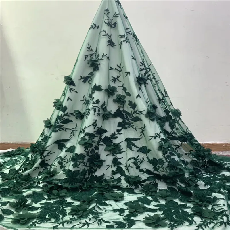 Новый стиль 2020 французская сетчатая кружевная ткань Madison 3D Цветочная африканская