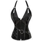 Коричневый Готический корсет в стиле стимпанк, Женская Клубная одежда, со шнуровкой и звеньями