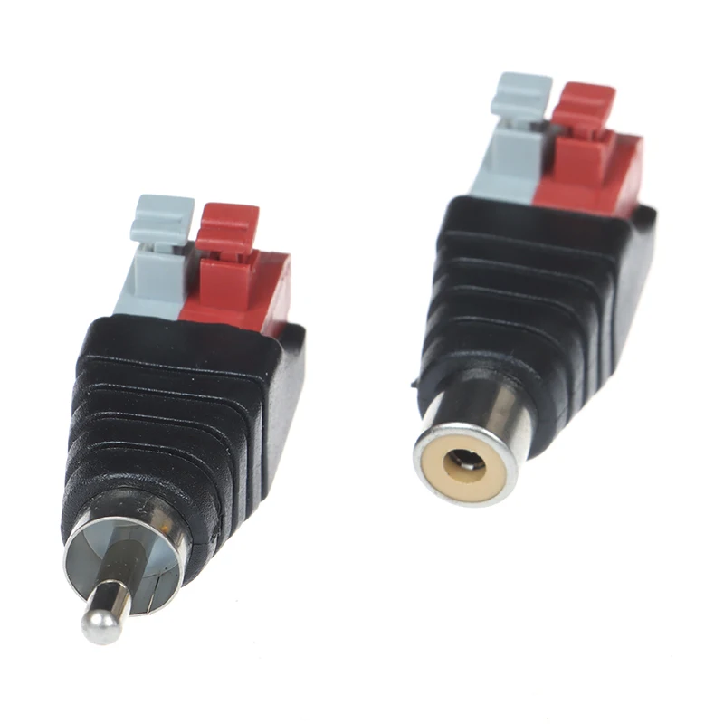 

1pc Male/Female Speaker Wire A/V Cable To Audio Male Female RCA Connector Press Plug Terminal