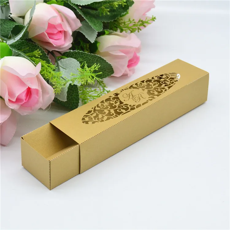 light brown pearl Изысканная лазерная резка персонализированные коробки для свадебного приглашения - Цвет: light brown pearl