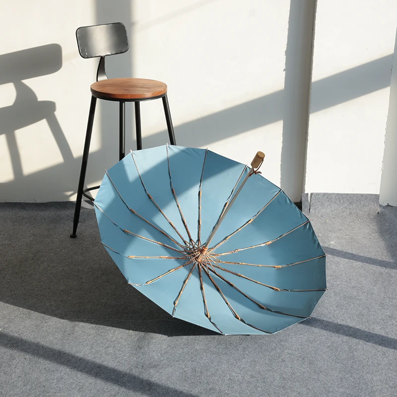 Japanese Luxury Wowden Parasol Simple Woman Sunny Rainy Large Folding UV-Protection Durable Umbrella Vintage Windproof U5B | Дом и сад