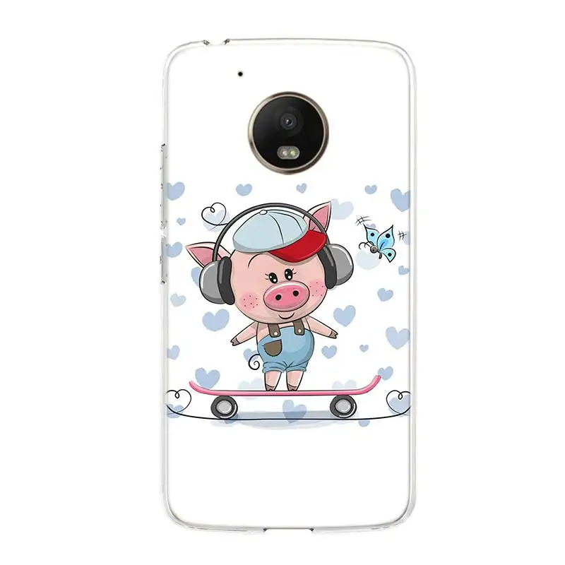 

Cute Pink Pig Cartoon Case For Motorola Moto G7 G8 G6 G5S G5 E6 E5 E4 Plus Power G4 Play X4 One Action EU Coque Phone Cover Shel