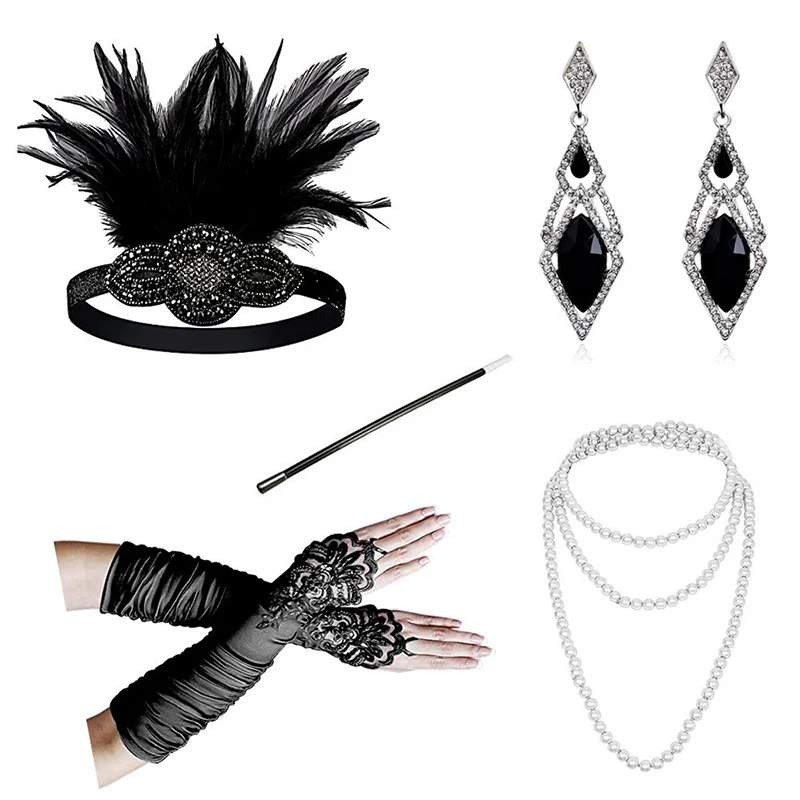 Винтажный головной убор 1920s с хлопушкой, ревущий головной убор 20s Great Gatsby - Цвет: Hair Accessories- A
