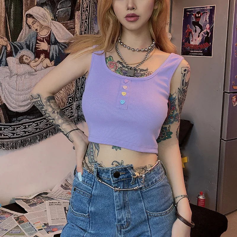 

European and American new products 2019 autumn new women's solid color U-neck umbilical bottoming vest women