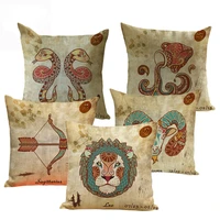 vintage 12 signs zodiac capricorn aquarius pisces decorative coffee shop decorative pillow covers sofa