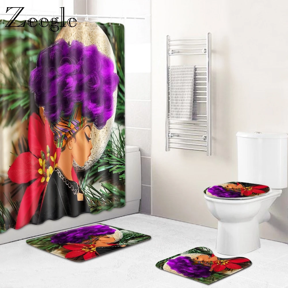 Zeegle душ Curtian Bathroon Комплект ковриков для Противоскользящий коврик ванной и душа