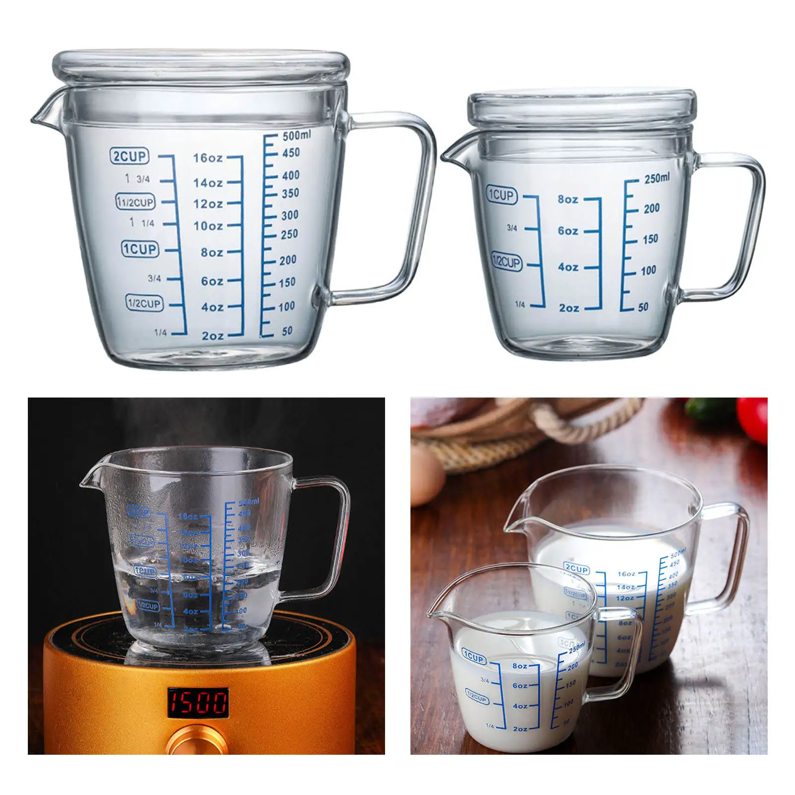 

Thicken Glass Measuring Cup, Scale Marking Ounce Measure Jug, Mixing Mug, Jugs for Bartending Experiment Beverage Tea Cappuccino