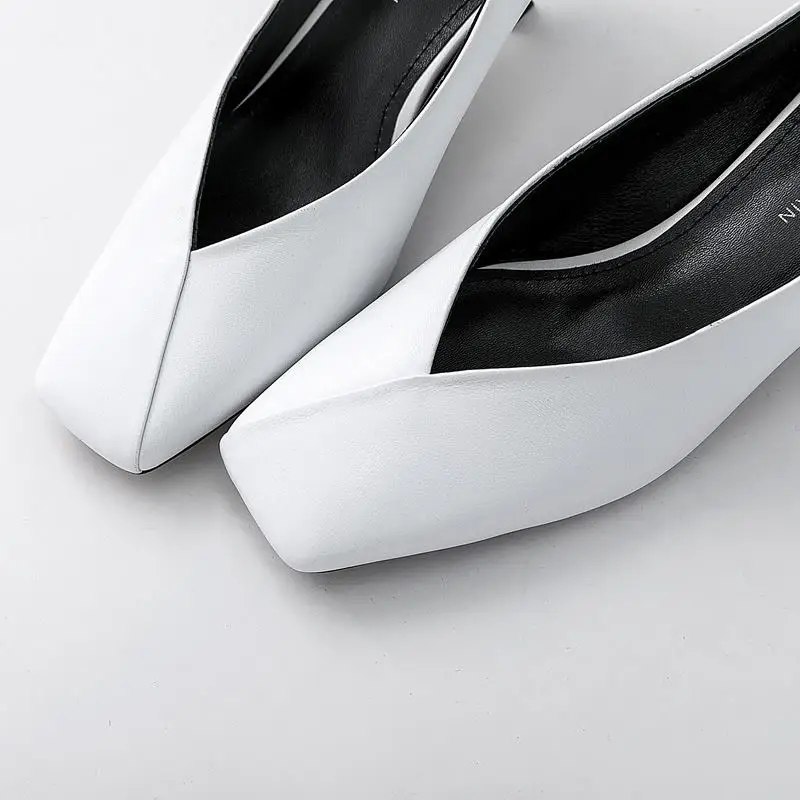 Женские офисные туфли ALLBITEFO натуральная кожа высокий каблук обувь на