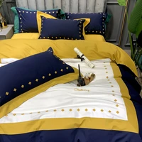 american modern simple style bedding set brushed cotton soft warm embroidery duvet cover bed sheet pillowcase king queen 4 pcs