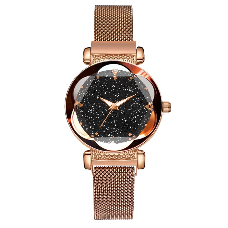 Женские брендовые Роскошные сетчатые магнитные часы с пряжкой Lucky Flower женские