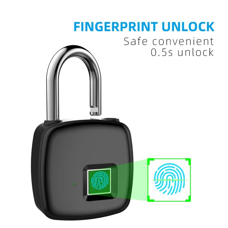 

Tuya Smart Home Fingerprint Lock Bluetooth Safe Padlock Door Lock Waterproof Keyless USB Rechargeable Zinc Alloy House
