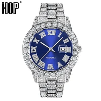 hip hop full iced out mens watches modern diamond quartz wrist watches with micropaved cubic zircon watch for women men jewelry
