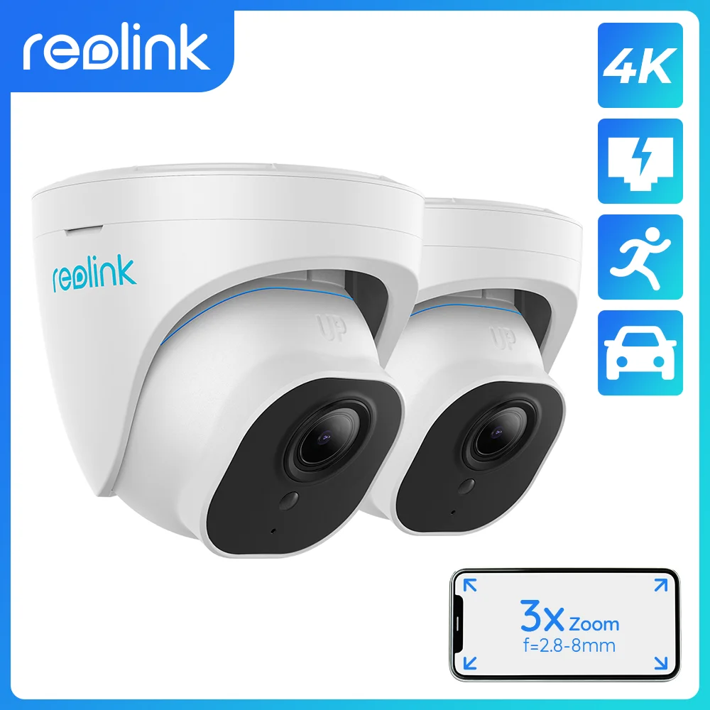 Reolink PoE IP камера 4K Наружная 3x оптический зум человека/автомобиля обнаружения