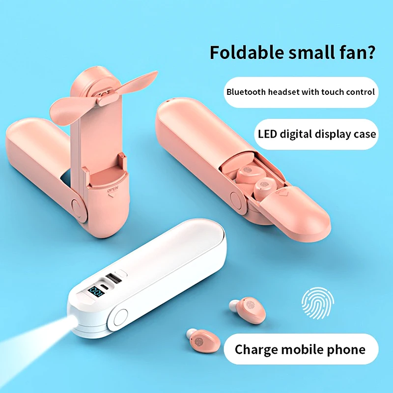 Новый F7 вентилятор Bluetooth гарнитура зарядка с ручным вентилятором сенсорный