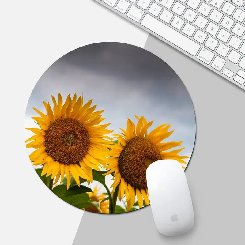 

Beautiful sunflower Customized laptop Gaming mouse pad Desk Table Protect Game Office Work Round Mouse Mat pad XL Non-slip
