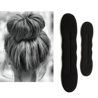 2022 multi size sponge black hair styling donut bun curler maker ring magic foam donut twist tool hair clip 17 5cm and 22 5cm