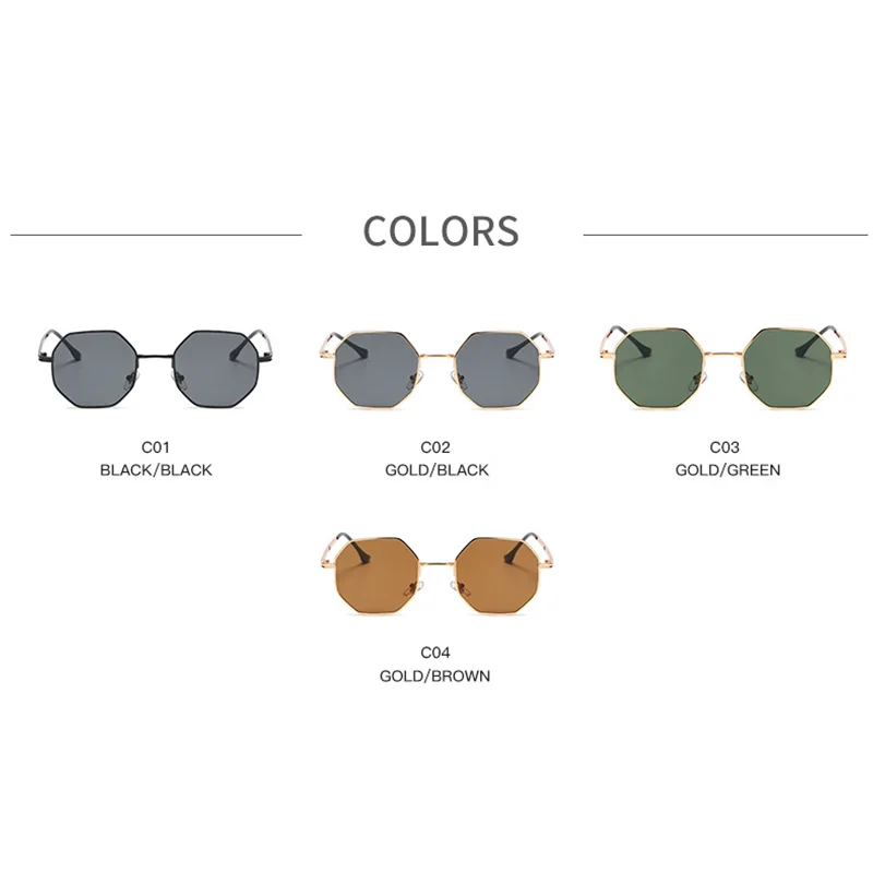 

Fashion Polygon Sunglasses Men Vintage Octagon Metal Sunglasses for Women Luxury Brand Goggle Sun Glasses Ladies Gafas De Sol