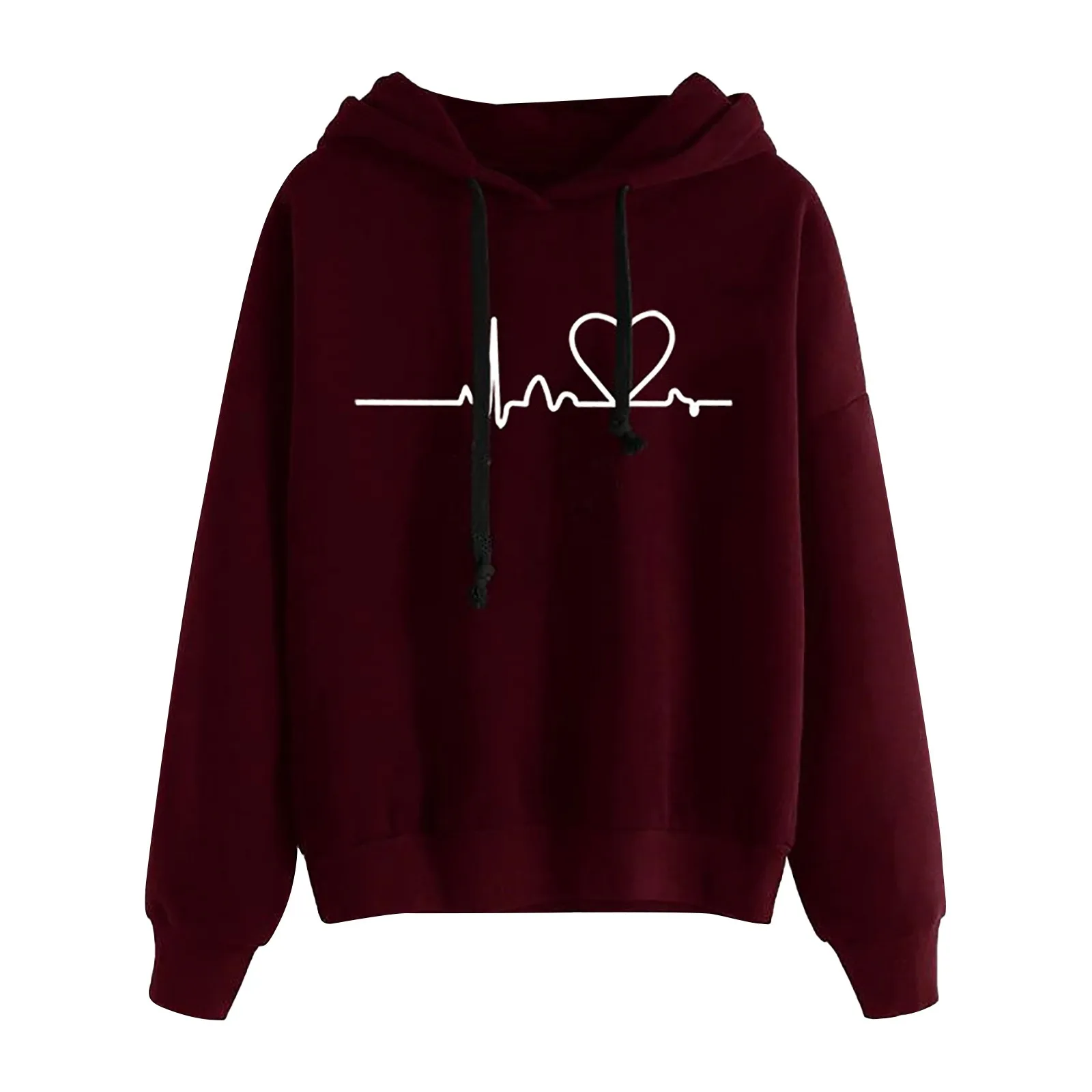 Women Love Printed Hoodies Casual Harajuku drawstring Hoodie Autumn Winter Women Long Sleeve Sweatshirts Sudadera Mujer Moletom