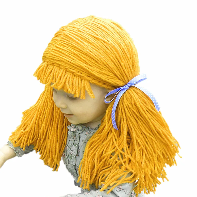 Шапка-парик BomHCS для детей зимняя теплая вязаная шапка ручной работы из 100%