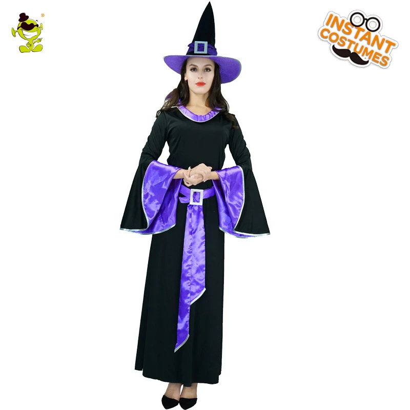 Женский костюм ведьмы для взрослых хэллоуивечерние фиолетовое платье женщин |