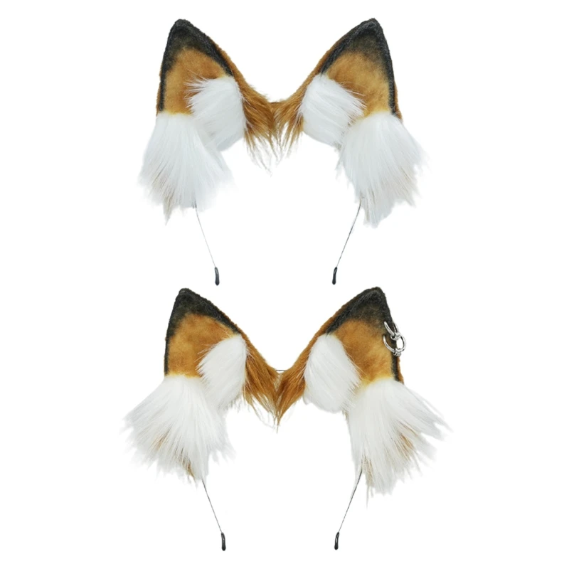 

New style Furry Animal Dog Ears Plush Hair Hoop with Metal Ring Lolita Lovely Party Headdress Anime Cosplay Party Accessories
