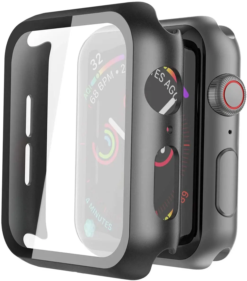 

2 Pack Hard PC 44mm Case with Tempered Glass Screen Protector for Apple Watch Series 6 SE Series 5 4 44mm with Built in Screen