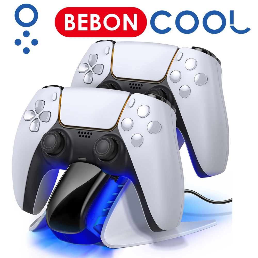 

BEBONCOOL Dual Controller Charger For PS5 Charging Dock Station For Playstation 5 Dualsense Controllers with USB C Cable For PS5