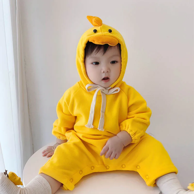 

Newborn Baby Boy Girls Romper Autumn Winter Cute Cartoon Hoodie Romper Bodysuit Infant Casual Long Sleeve Outerwear Jumpsuit 0-2