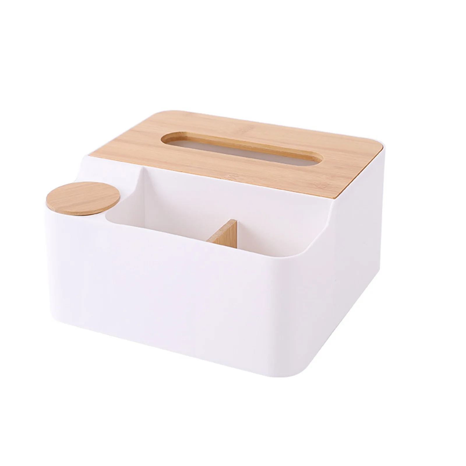 

Multifunctional Desktop Remote Control Storage Box Plastic Square Tissue Box Creative Wooden Pumping Box Multi-grids Storage Box