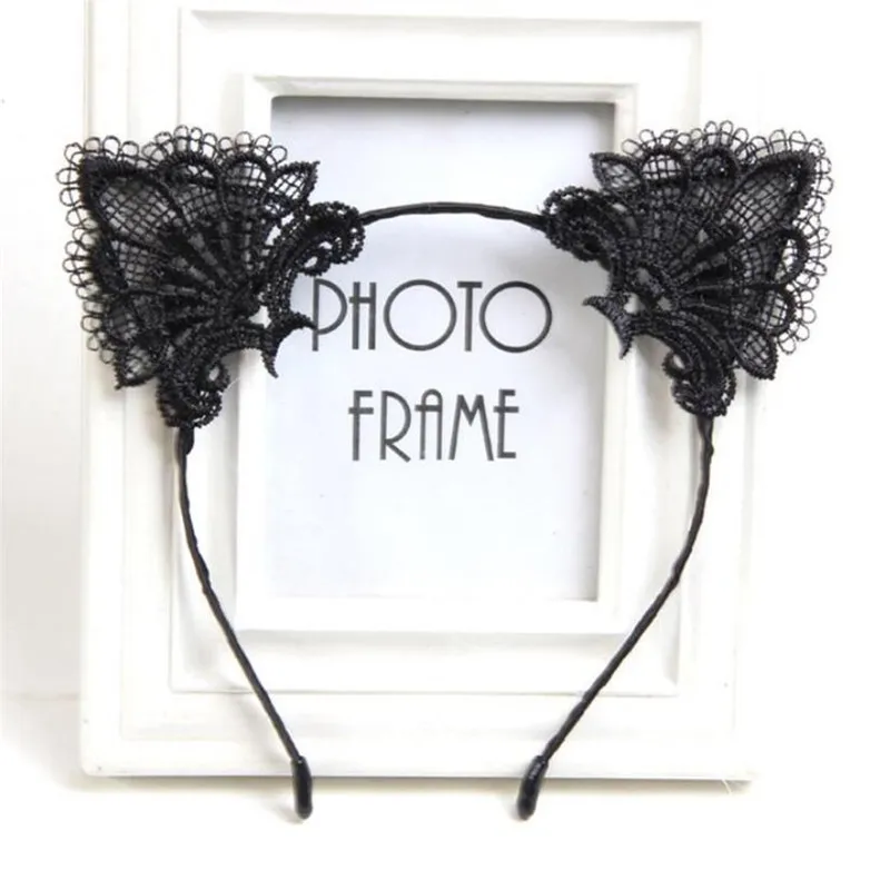 Кружевная повязка на голову с кошачьими ушками для девочек аксессуар волос