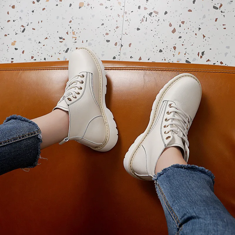 Новинка 2020 года Зимние белые ботинки Doc Martens Женские модные ботильоны на