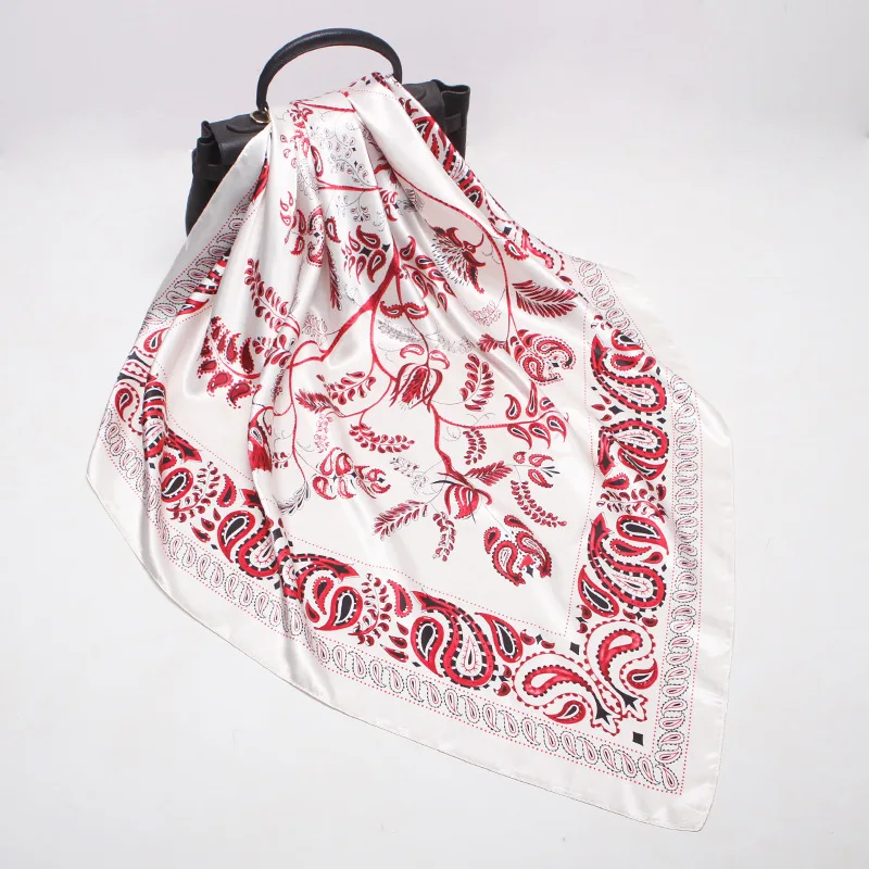 Модный Шелковый сатиновый шарф для женщин с принтом хиджаба шарфы 90*90 см