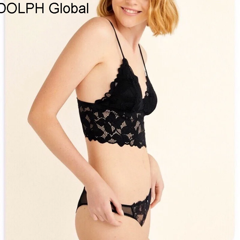 

Spanish vest type underwear women's petal lace wrap chest and rag chest thin non steel ring triangular cup bra set