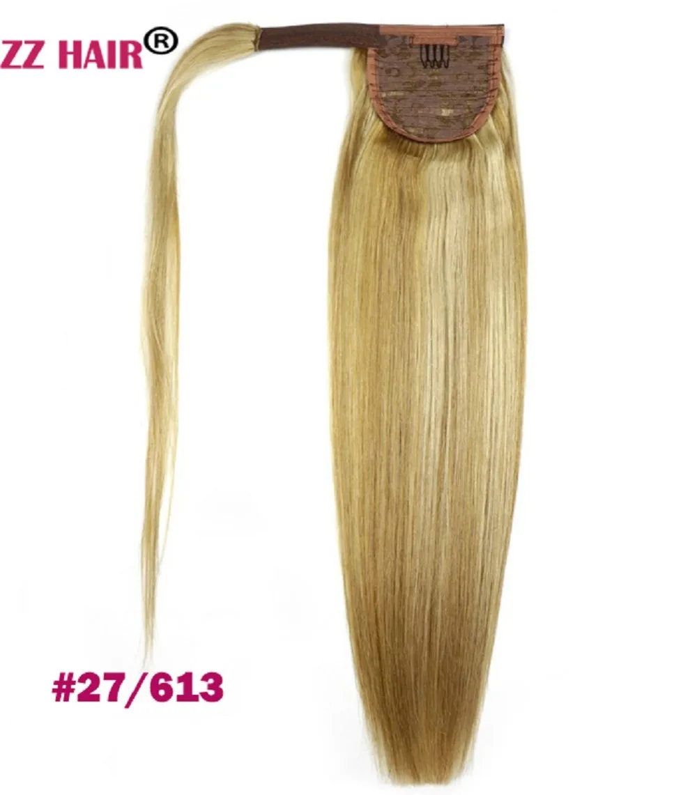 ZZHAIR 100 г 1"-28" машинное производство, волосы remy, волшебное обертывание вокруг конского хвоста, человеческие волосы для наращивания, конский хвост