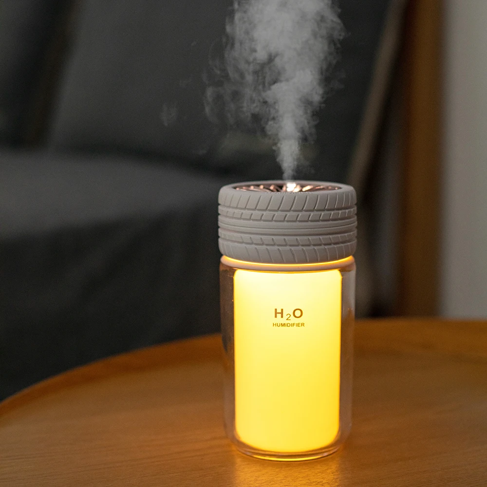 

Air Humidifier USB Cool Mist Water Diffuser with Color Changing LED Light 250ML Mini Tire Ultrasonic Humidificador